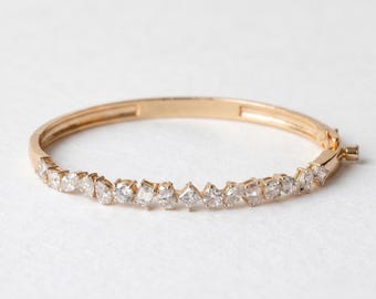 Lab Grown Diamond Bangle Bracelet, 14k Gold Bangle Bracelet For Women, Lab Diamond Bracelet, Minimalist Bracelet Bridal Jewelry Gift For Her
