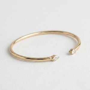 Lab-Grown Pear Diamond Open Cuff Bangle Bracelet, 14K Gold Bangle Bracelet for Women, Pear-Cut Bracelet, Lab Diamond Bracelet For Gifts