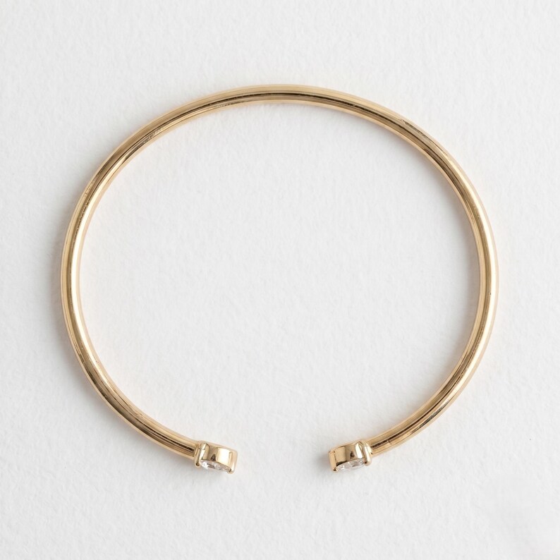 Lab-Grown Pear Diamond Open Cuff Bangle Bracelet, 14K Gold Bangle Bracelet for Women, Pear-Cut Bracelet, Lab Diamond Bracelet For Gifts