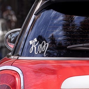 Personalized Script Monogram Car Decal with Bow Accent (7" Car Window)