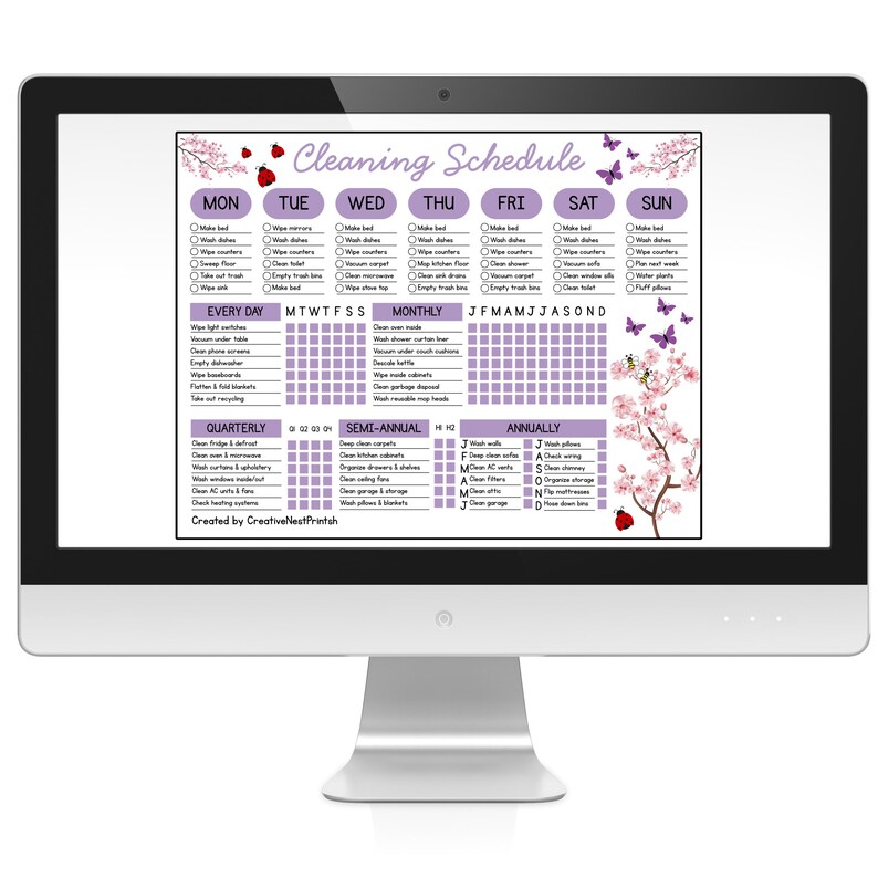 Cleaning Schedule Checklist Printable | ADHD Friendly Daily Weekly ...