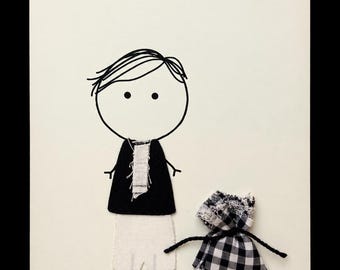 Handmade Fabric Greeting Card, Funny All Occasion Card, Blank inside, 5x7