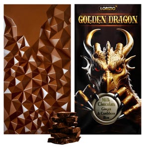 Cioccolato al latte Lorizio con uvetta, zenzero e rum "DRAGO D'ORO" 100g