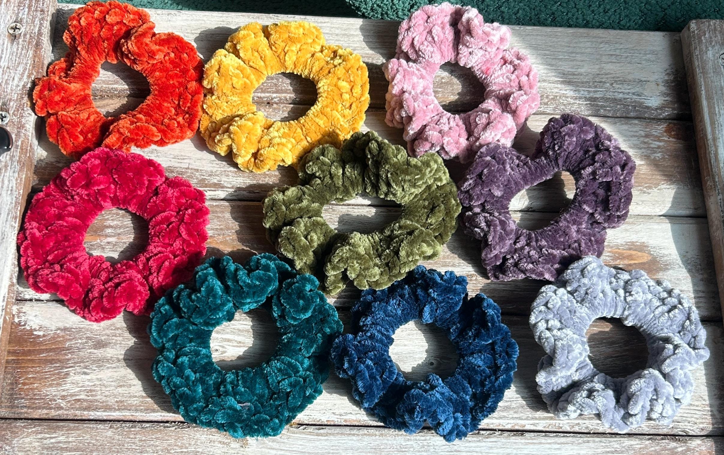 Handmade Crochet Velvet Scrunchies (Set of 4) Crochet Velvet Scrunchies – The Craft Nut Shop main image 2