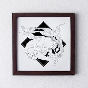 Harbor Seal Skull and California Giant Kelp Black Diamond Printable Wall Art / Instant Digital Download