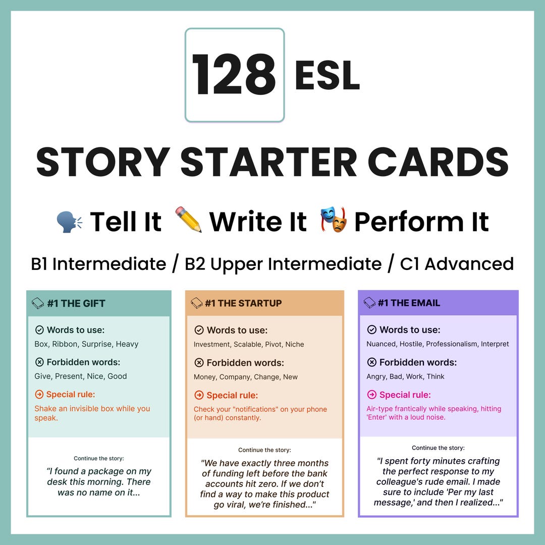 128 Story Starter Cards Bundle | Speaking Game | Conversation Prompts ...