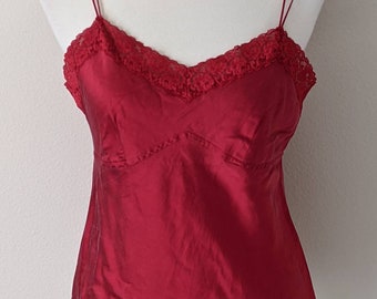 red silk cami dress