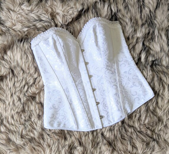 Wedding Satin Corset, White Waist Cincher, Bridal