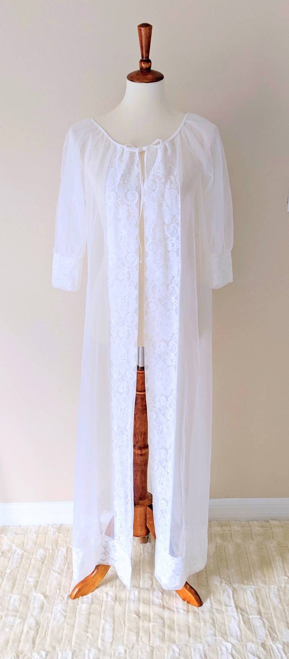 Vintage Robe White, White Bride Sheer Robe, Brida… - image 3