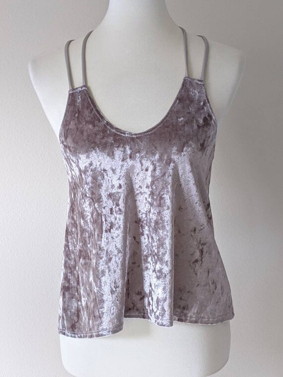 Vintage Crop Top, Vintage Velvet Top, Silver Top,