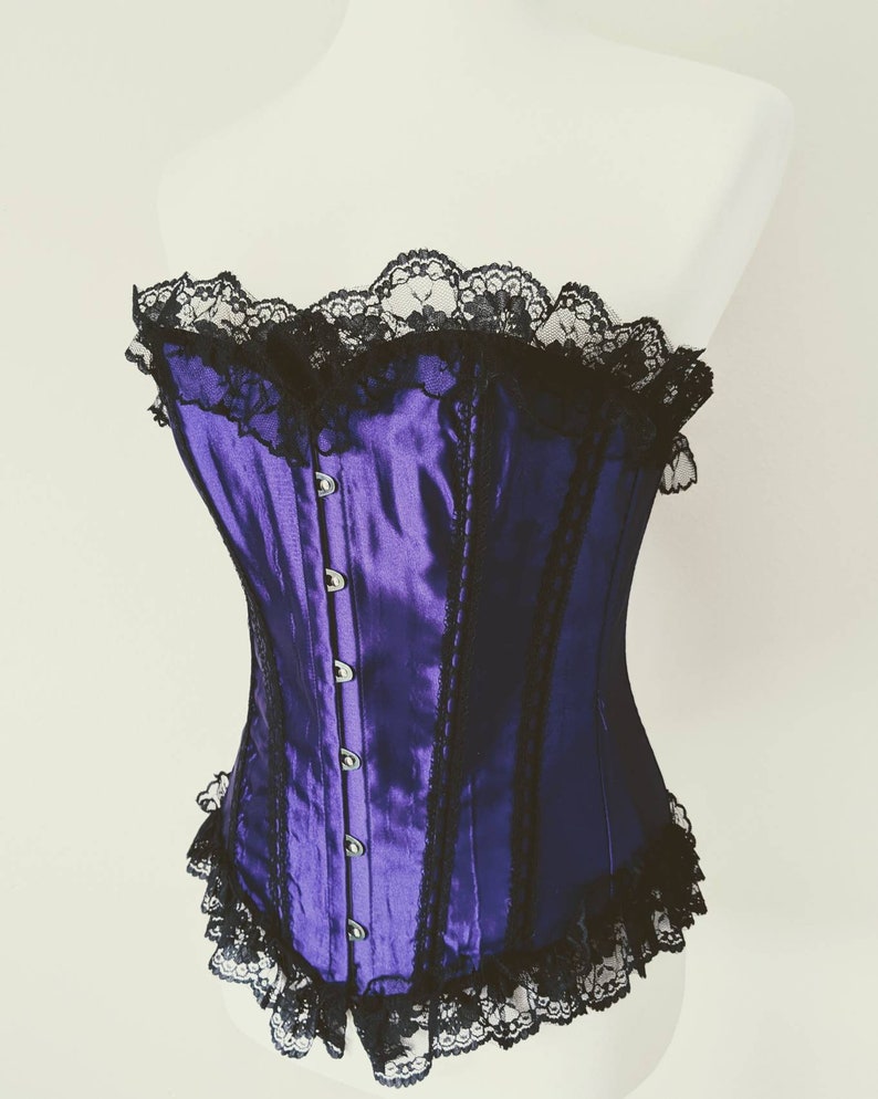 Purple Satin Corset Waist Cincher Purple Corset Top Lace up Etsy