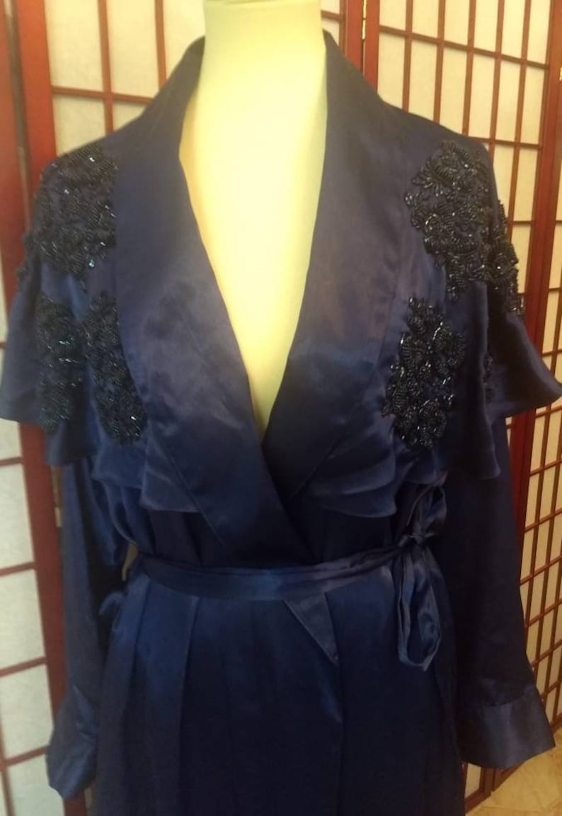 Robe Blue Vintage Victoria/'s Secret Blue Bridal Robe GOLD LABEL Long Robe Embroidery