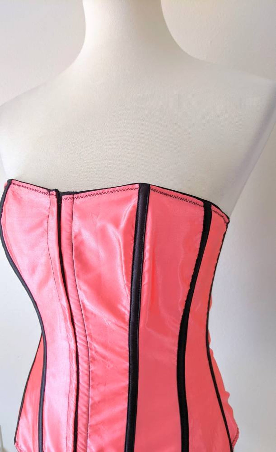 Corset Top Vintage Coral Corset Bustier by Frederick's Etsy