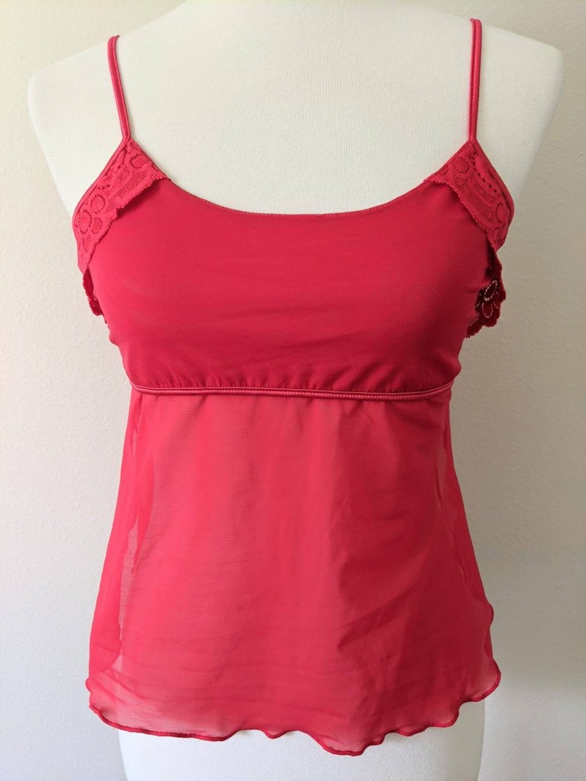 Y2K Camisole Red Sheer See Through Lingerie Sexy Top Pajama | Etsy