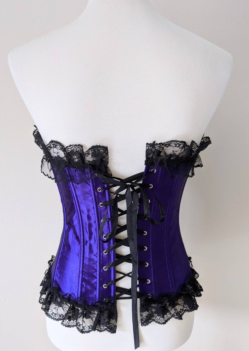 Purple Satin Corset Waist Cincher Purple Corset Top Lace up Etsy