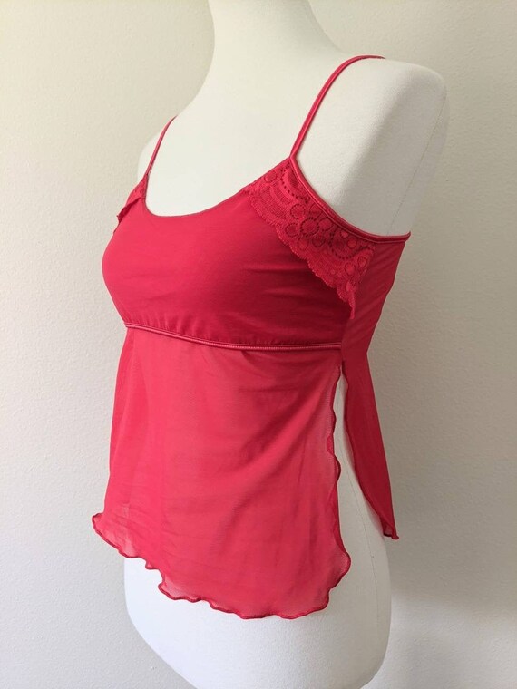 Y2K Camisole Red Sheer See Through Lingerie Sexy Top Pajama | Etsy
