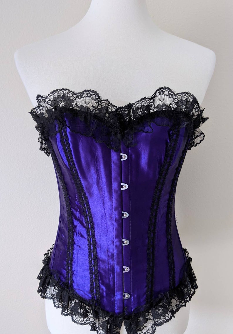 Purple Satin Corset Waist Cincher Purple Corset Top Lace Up Etsy