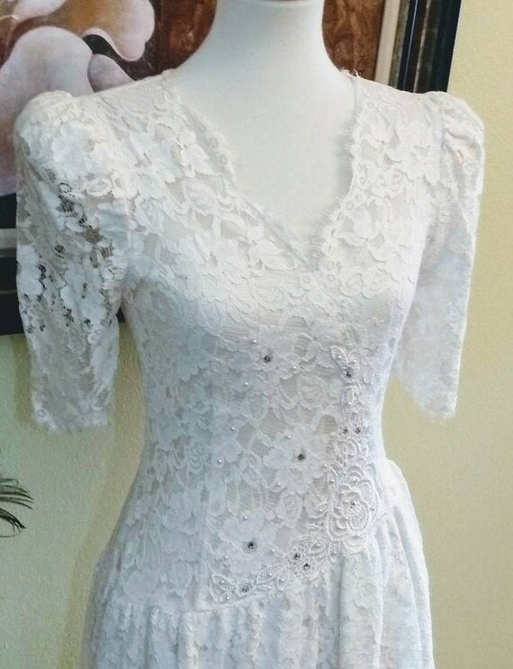 Wedding Dress Short Lace Ivory ,Bridal Lace Dress