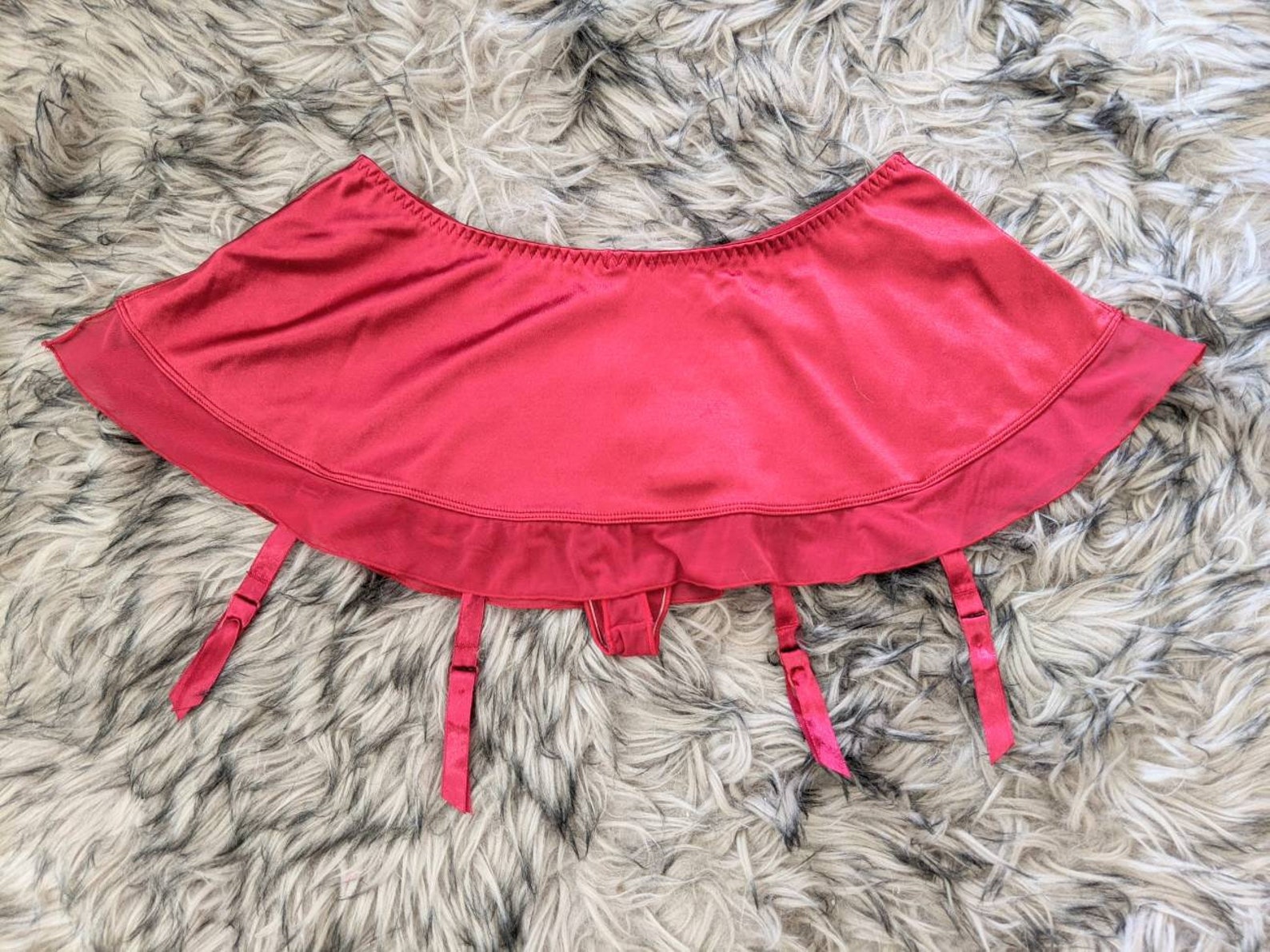 Mini Skirt Ruffles Panties With Garter Belt Garter Belt Red - Etsy