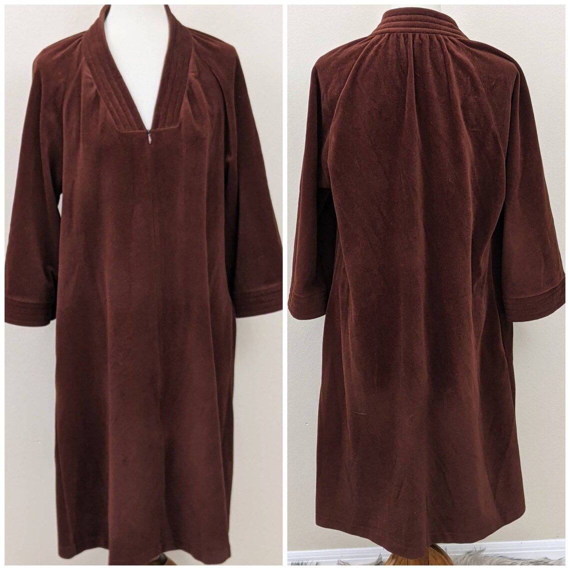 Winter Vintage Robe Brown Lounge Wear Brown Plush Robe Etsy