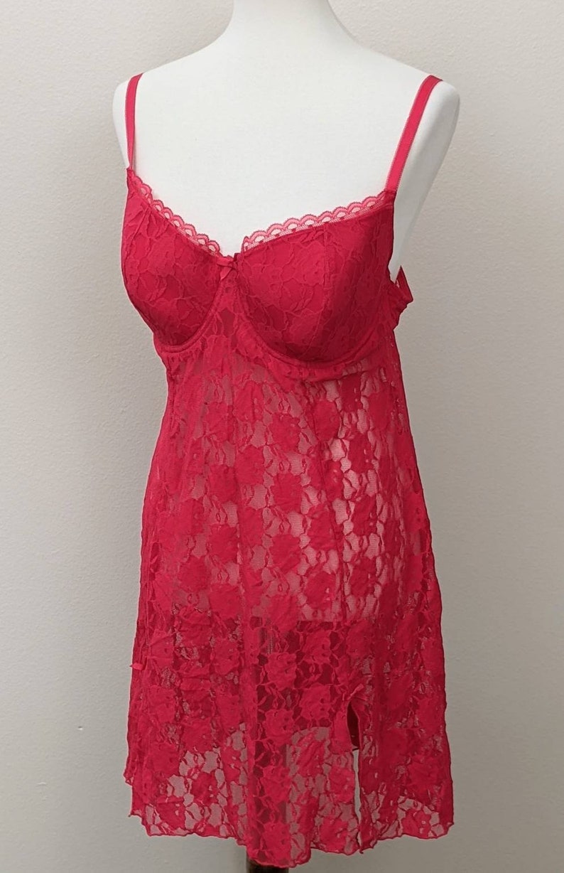 Babydoll Lingerie Red Sheer Sexy Lingerie Red Lace Babydoll Etsy