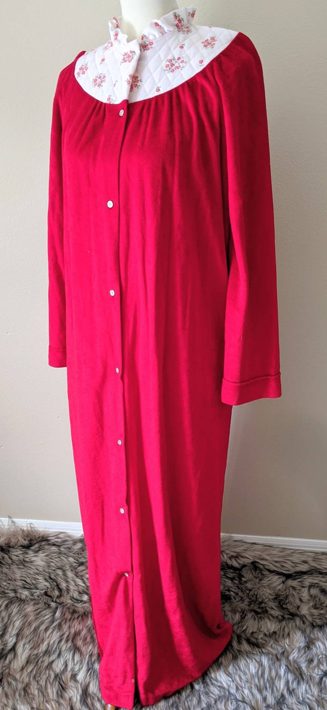 Vintage Red Housecoat Red Vintage Robe Red Women Robe Red Etsy