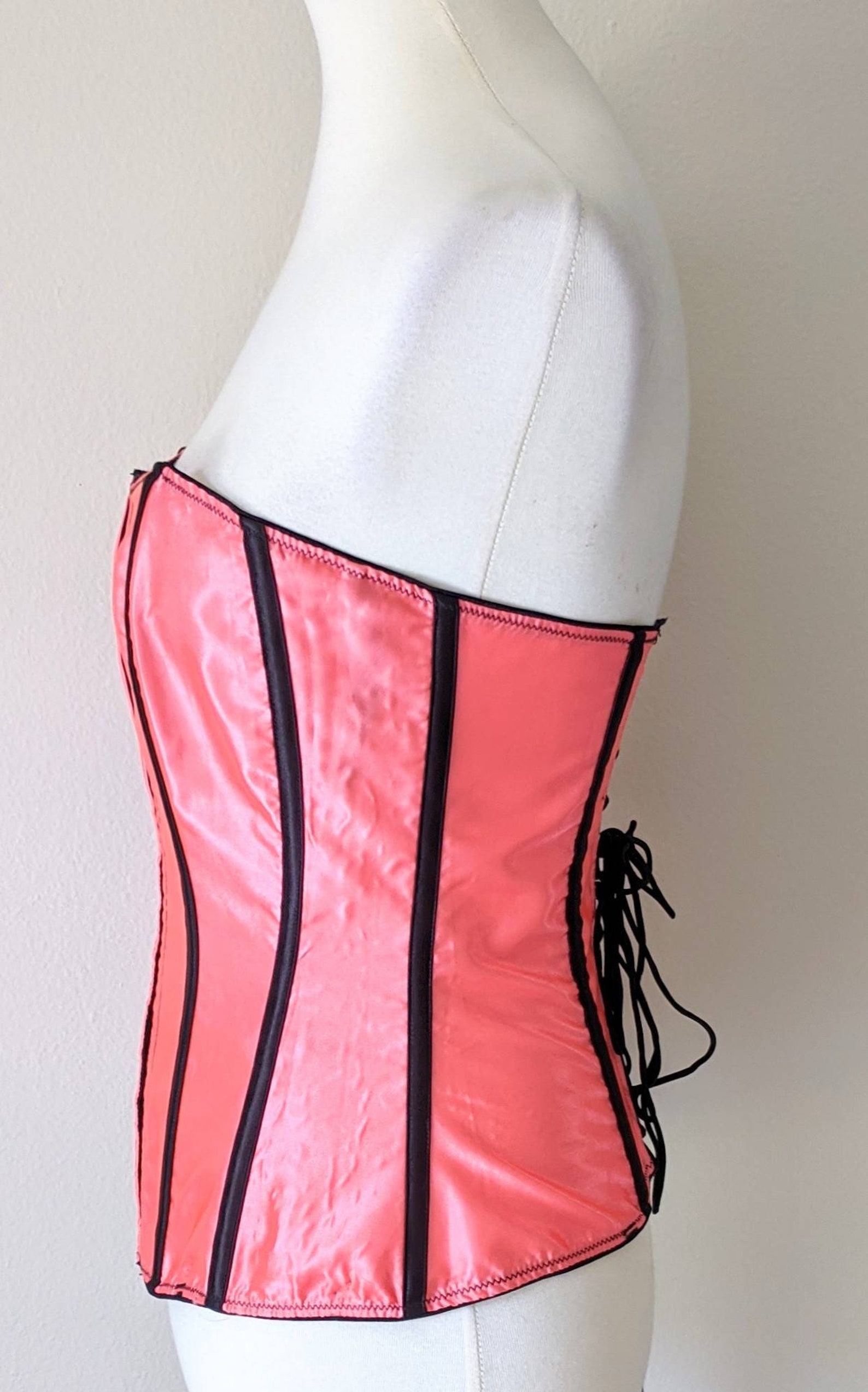 Corset Top Vintage Coral Corset Bustier by Frederick's Etsy