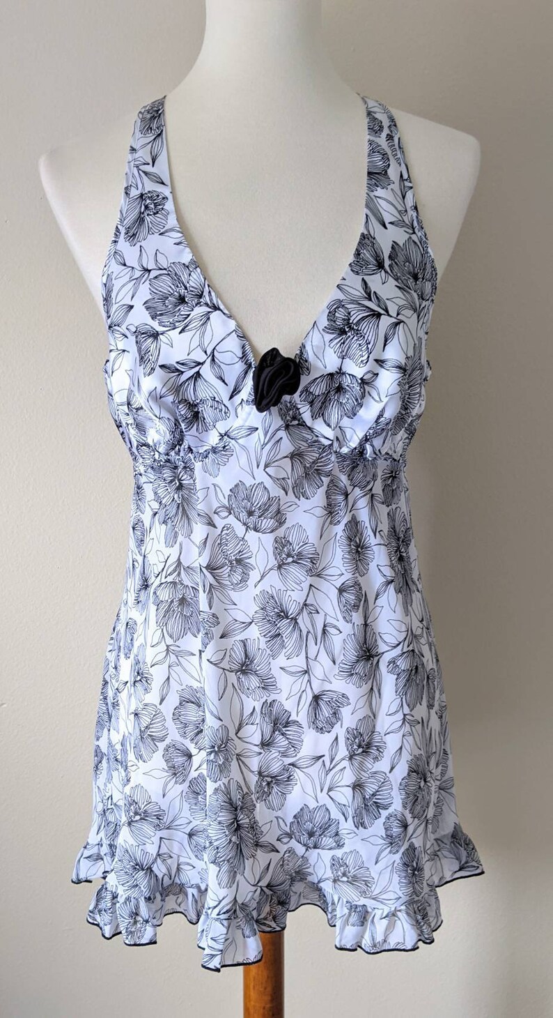 Plus Size Babydoll Floral Sheer Top Lingerie Black and White | Etsy