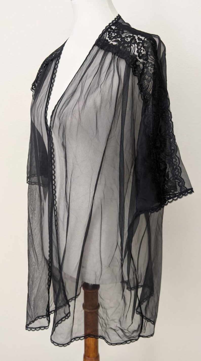 Sheer Robe Black Vintage See Through Robes Nylon Peignoir - Etsy