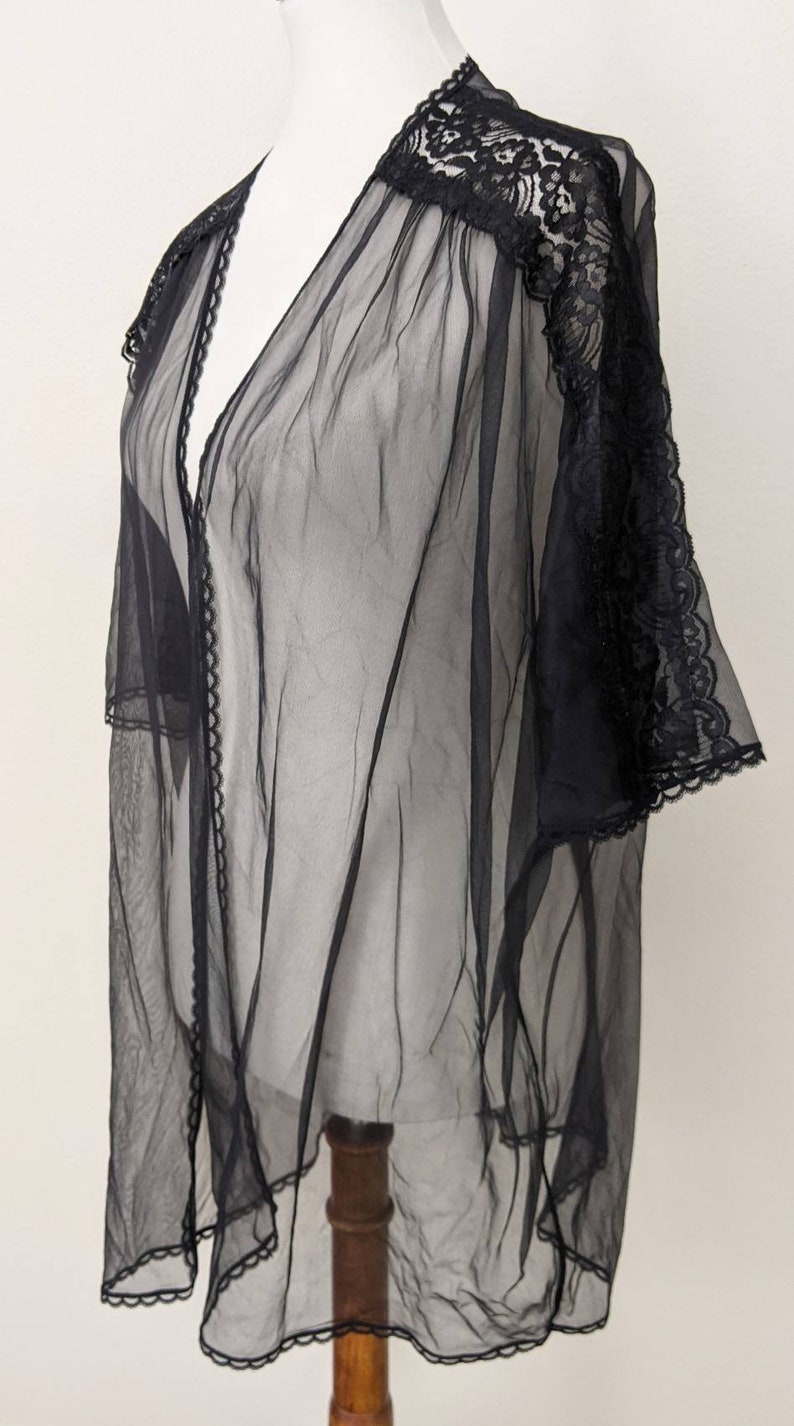Sheer Robe Black Vintage See Through Robes Nylon Peignoir Etsy