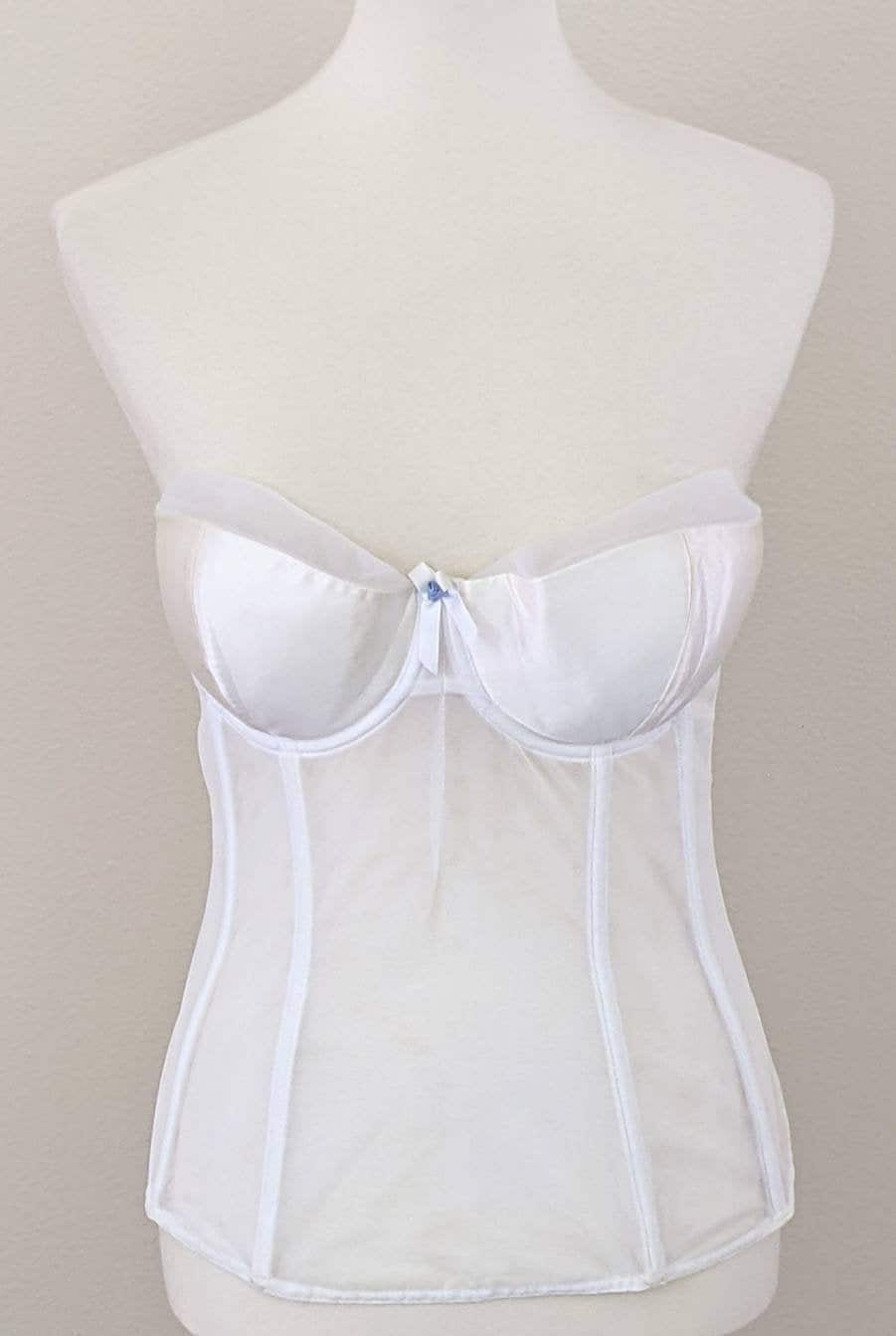 White Bridal Bustier Top Sheer Corset Strapless Backless | Etsy