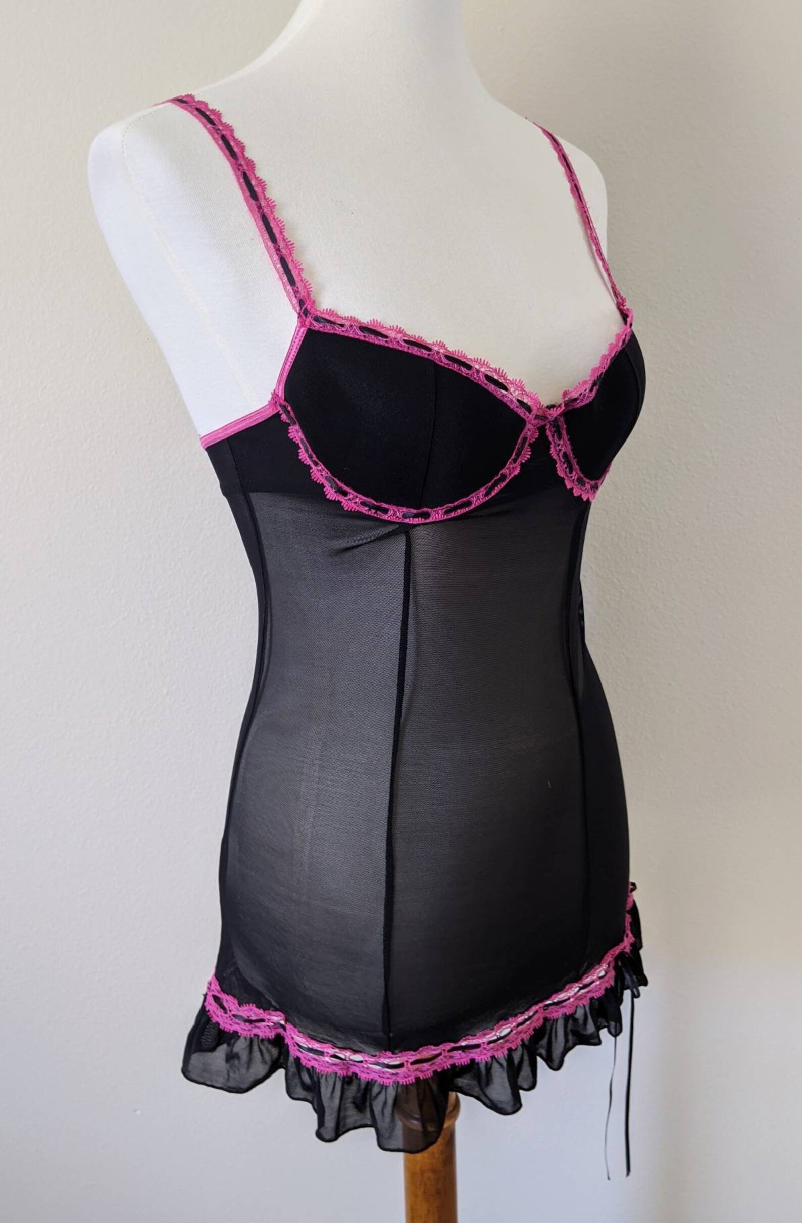 Black Babydoll Lingerie Sheer Lingerie Anniversary Nightwear Etsy