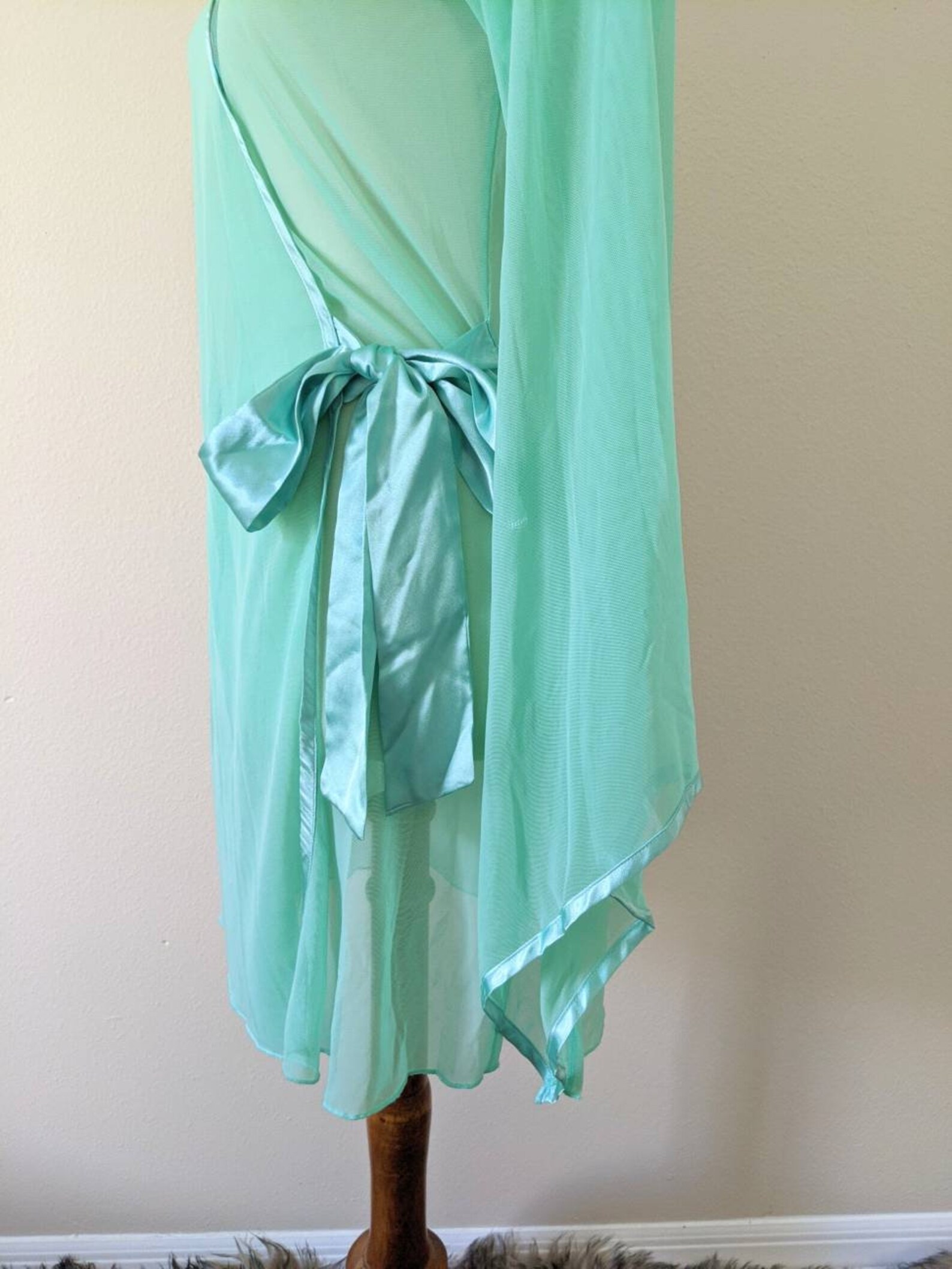 Green Sheer Robe See Through Lingerie Bell Sleeves Mint | Etsy
