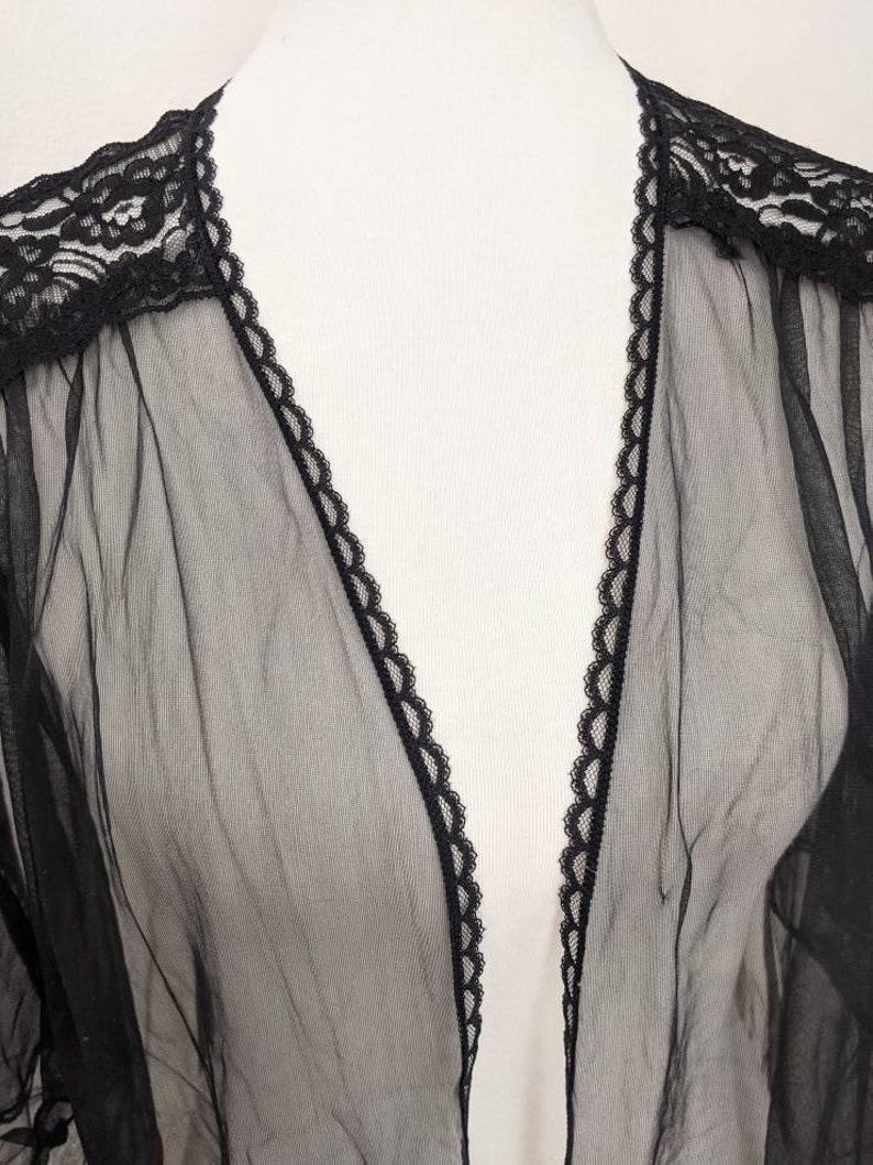 Sheer Robe Black Vintage See Through Robes Nylon Peignoir - Etsy