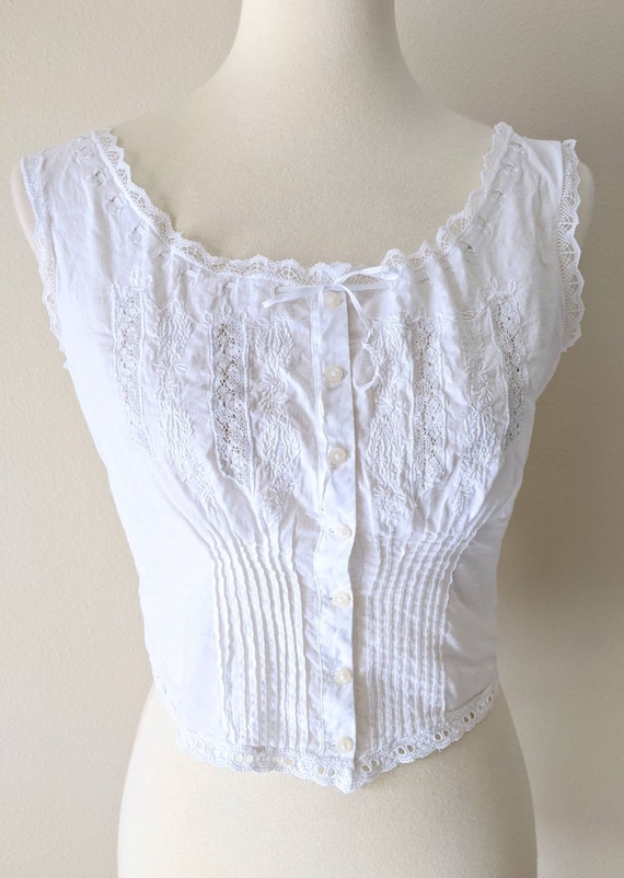 Victorian Cover Top, White Corset cover Blouse,Ant