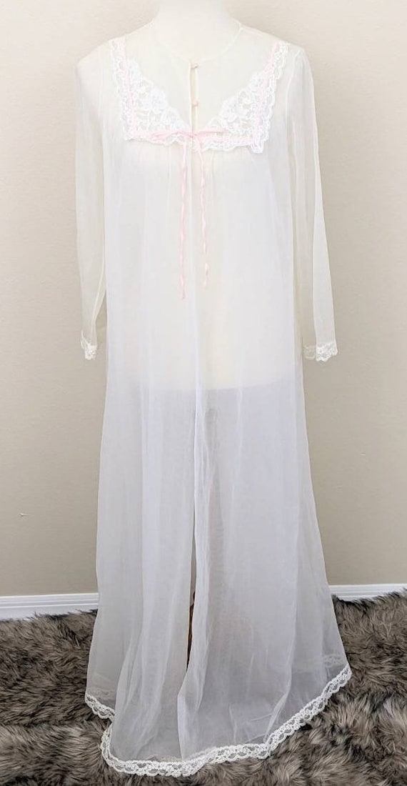 Vintage White Robe, Bridal Lingerie Sheer, See thr
