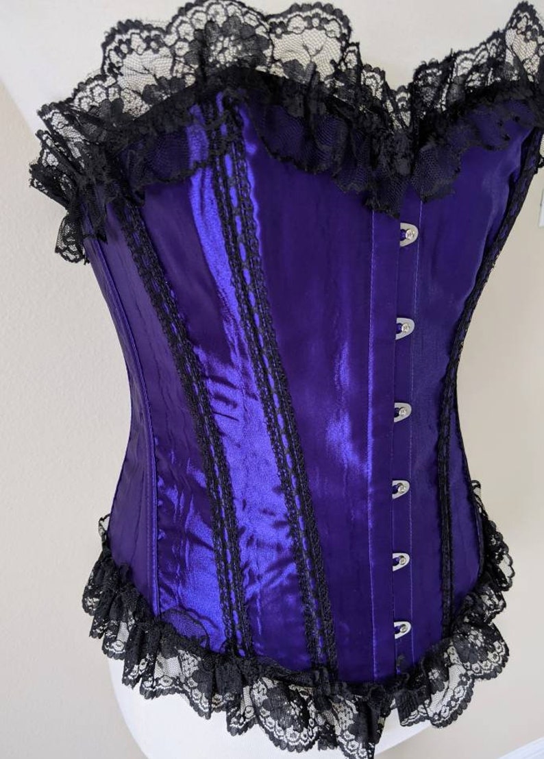 Purple Satin Corset Waist Cincher Purple Corset Top Lace up - Etsy