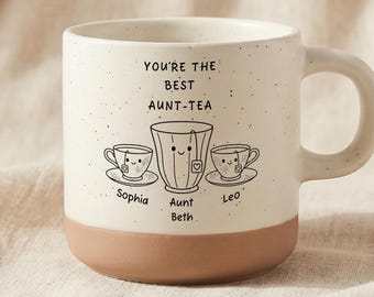 Tazza per la zia, il miglior regalo per la zia, tazza da tè personalizzata per la zia da parte di nipote o nipote, simpatica tazza da tè per la famiglia, regalo di compleanno per la zia