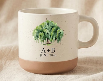 Tazza personalizzata per coppia, tazza da caffè personalizzata per matrimonio, regalo di fidanzamento Willow Tree, regalo di anniversario per la coppia