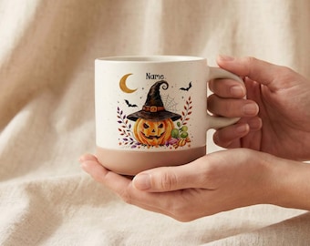 Personalized Halloween Mug, Custom Name Pumpkin Coffee Cup, Spooky Gift For Kids Women Halloween Lover, Fall Coffee Cup Gift