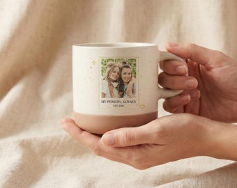 Personalized Photo Mug, Custom Best Friend Ceramic Coffee Cup, Friendship Keepsake Gift, Birthday Gift For Bestie Sister