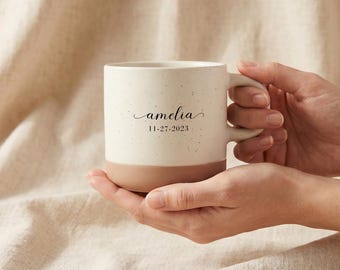 Personalized Couple Mug, Custom Name Date Coffee Cup for Anniversary, Wedding Gift for Husband Wife, Romantic Keepsake Mug
