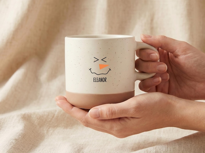Personalized Christmas Mug, Custom Name Snowman Coffee Cup, Cute Holiday Ceramic Mug, Christmas Gift For Family And Friends image 3