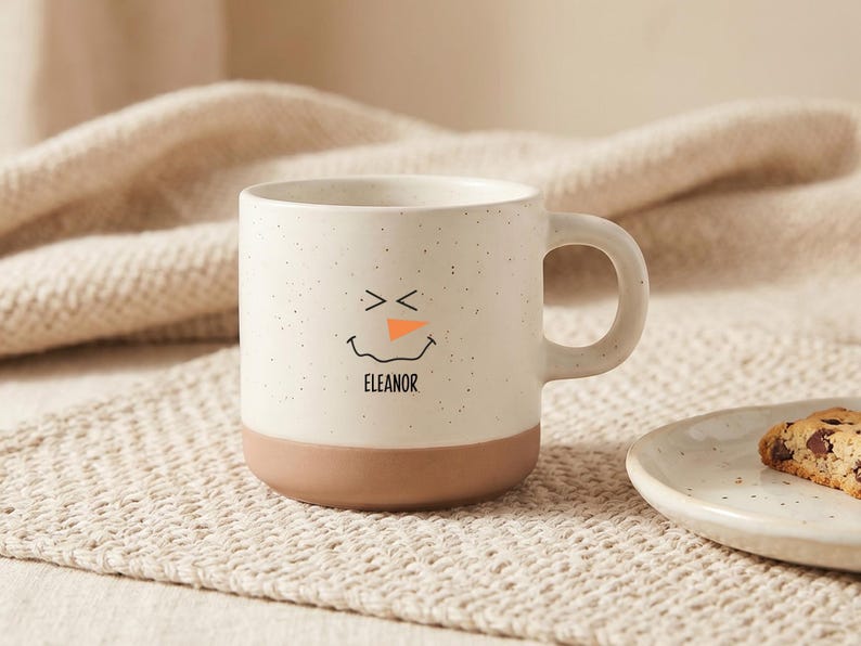 Personalized Christmas Mug, Custom Name Snowman Coffee Cup, Cute Holiday Ceramic Mug, Christmas Gift For Family And Friends image 1