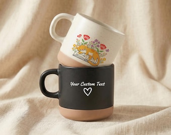 Personalized Ceramic Mug, Custom Message Cat Coffee Cup, Cute Animal Lover Gift, Birthday Christmas Gift For Loved Ones