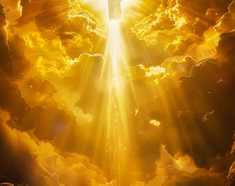 The Ascension of Christ – Radiant Glory | Christian Wall Art | Biblical Art Print | Jesus in Heaven | Faith Decor