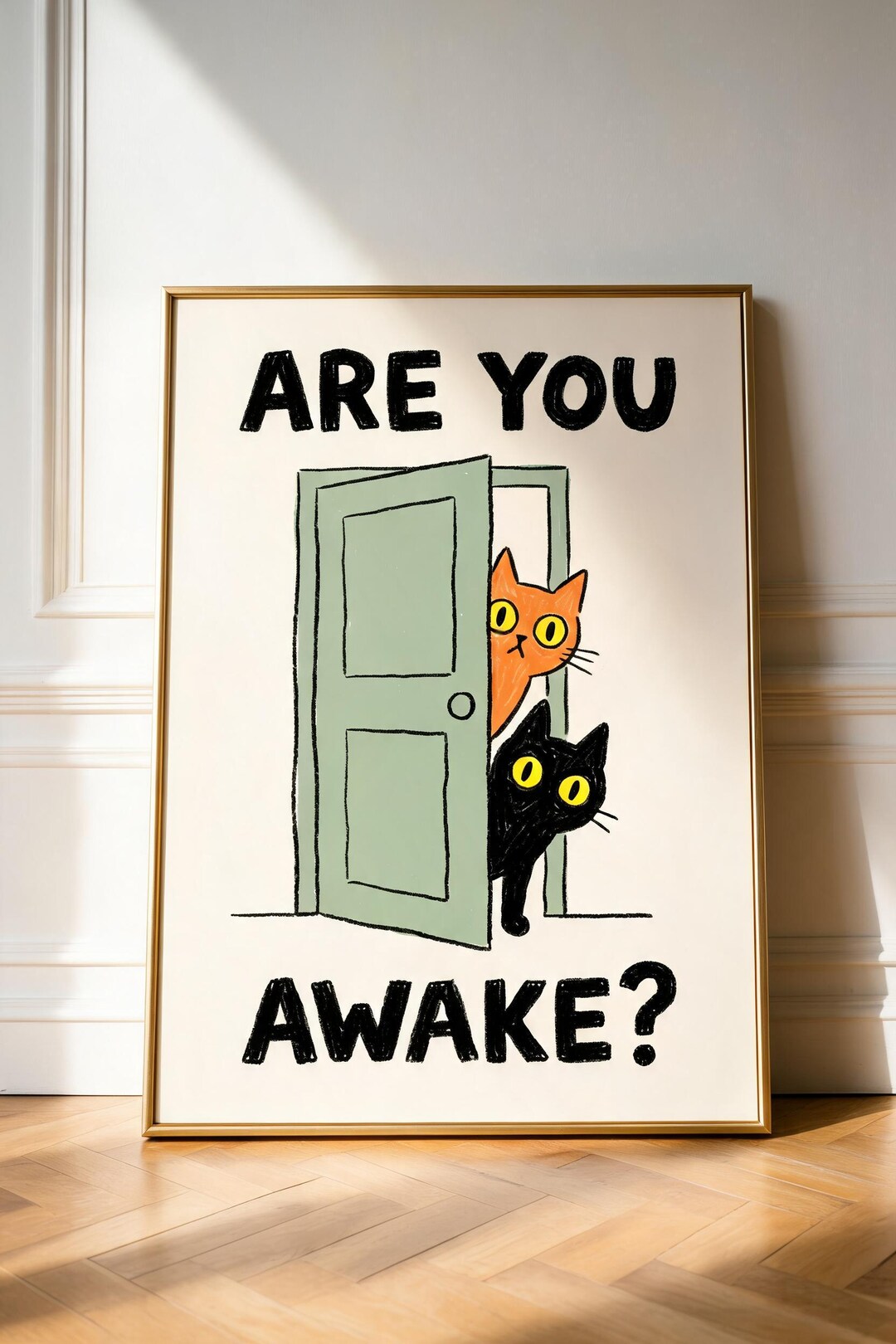 Are You Awake Cat Print | Funny Cat Wall Art | Cute Cat Poster | Cat ...