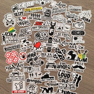 58 pegatinas con eslóganes de cultura urbana JDM / Pegatinas impermeables / Para álbumes de recortes DIY.