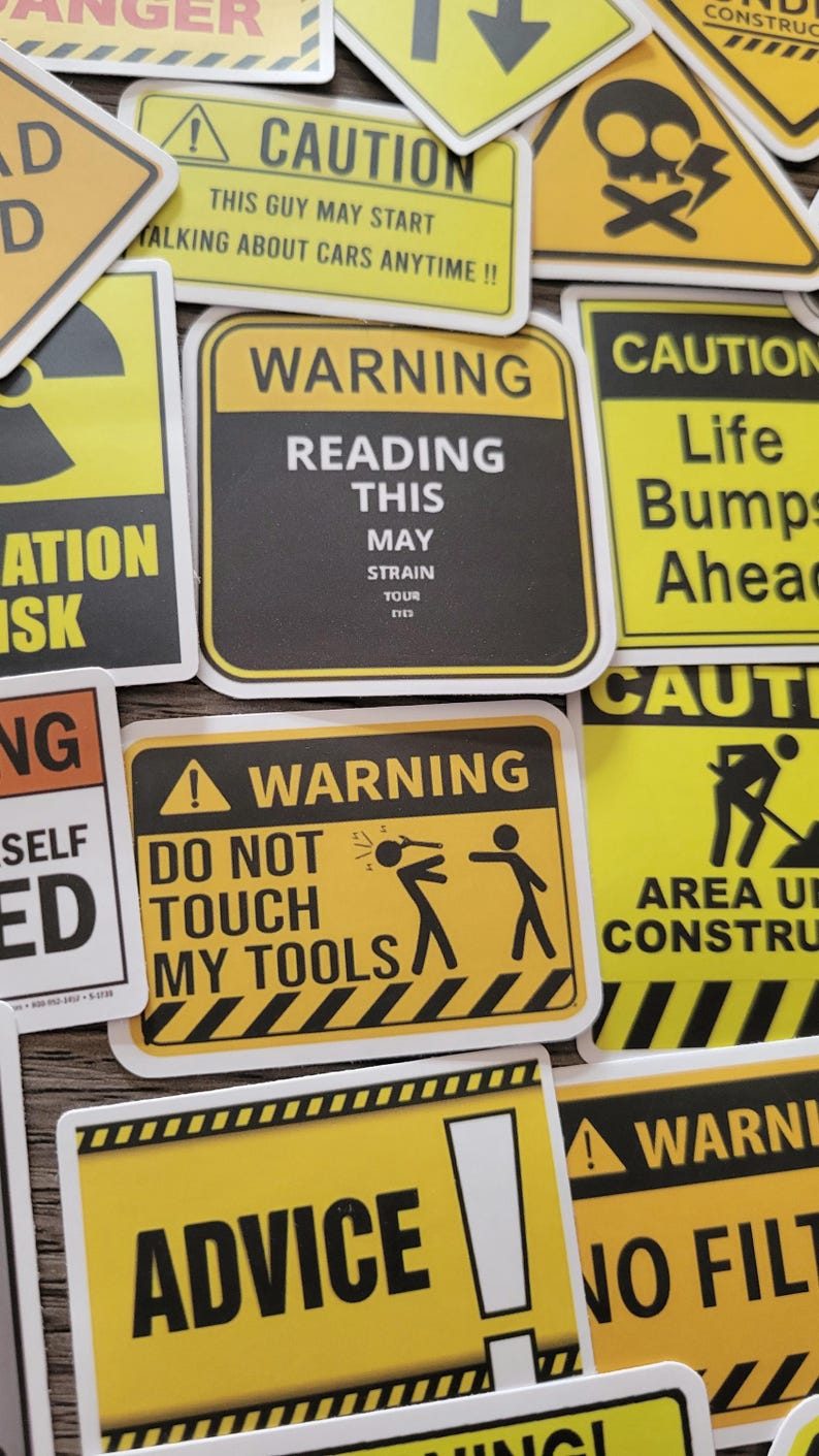 50pcs Road Safety Warning Caution Sign Stickers /waterproof Decals ...