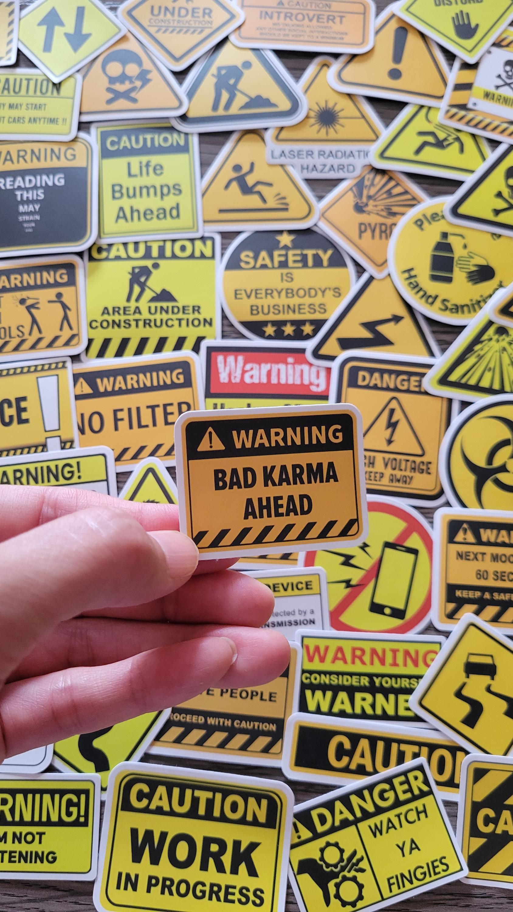 50pcs Road Safety Warning Caution Sign Stickers /waterproof Decals ...